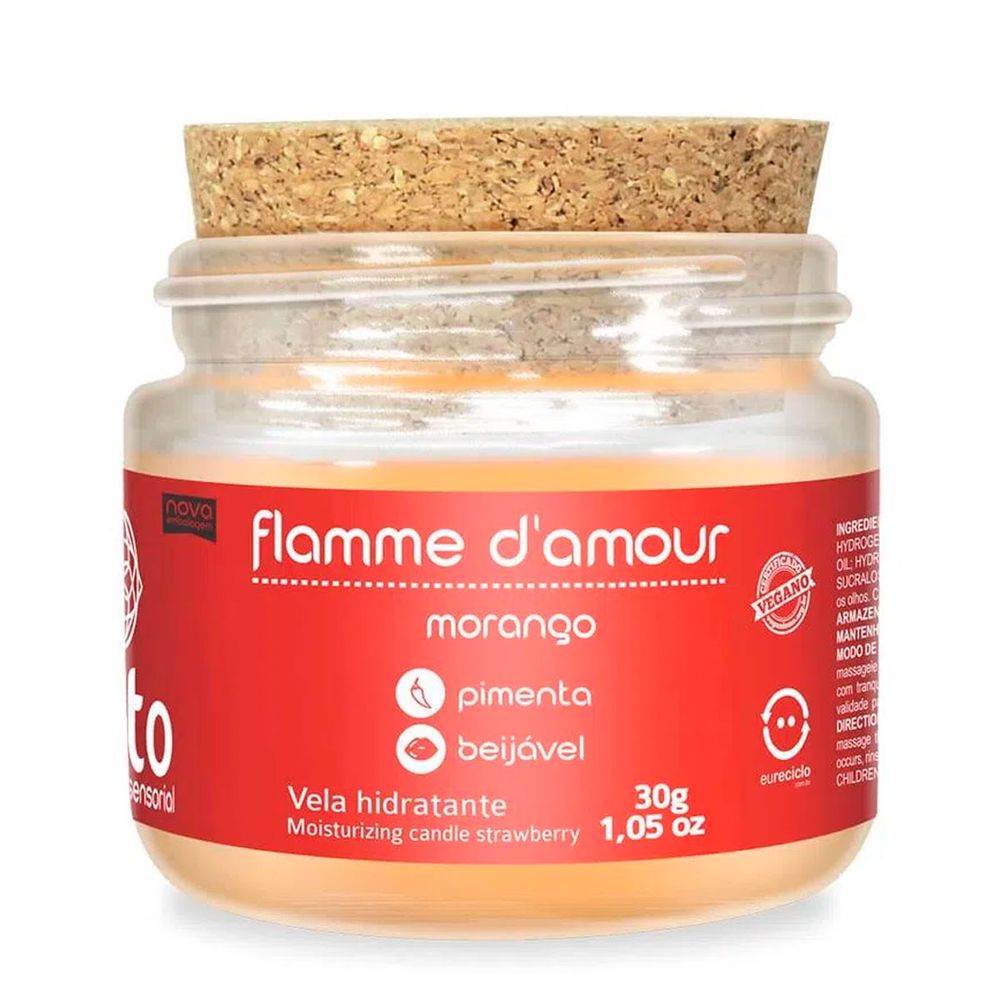 Flamme d'amour vela aromática morango 30g santo sexo e Beijo Grego