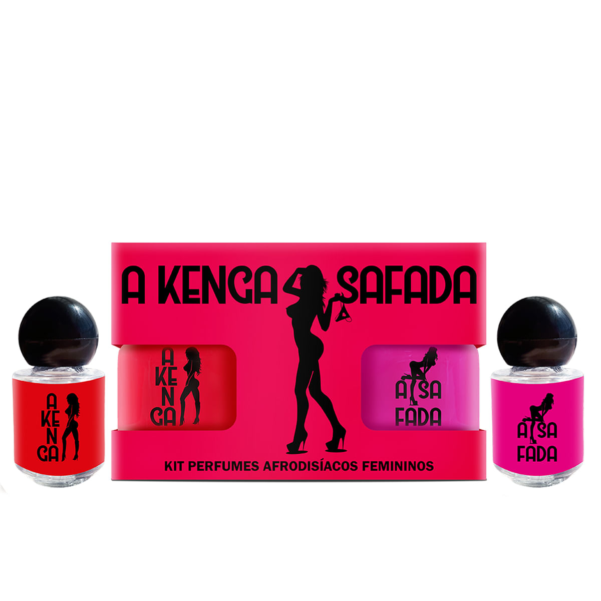 Kit A Kenga Safada Perfume Afrodisíaco Feminino 5ml Sexy Fantasy