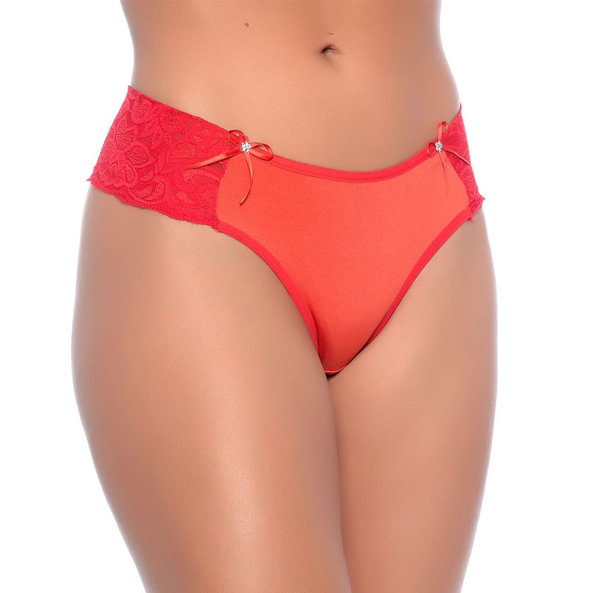 Calcinha Lisa com Renda Lateral e Fio Duplo Rexton