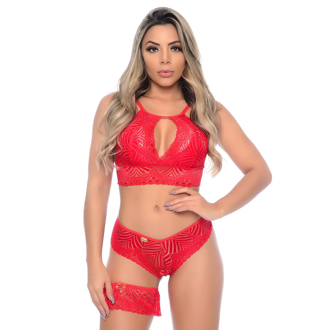 Conjunto Sem Bojo com Persex Kelly P - Vermelho