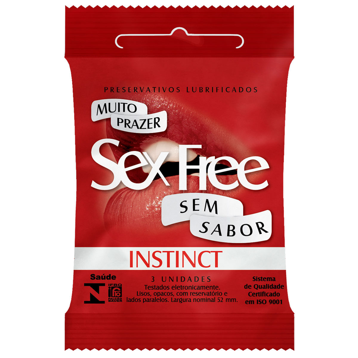 Preservativos Lubrificados Instinct Sem Sabor com 3 unidades Sex Free Preservativos Lubrificados Instinct Sem Sabor com 3 unidades Sex Free