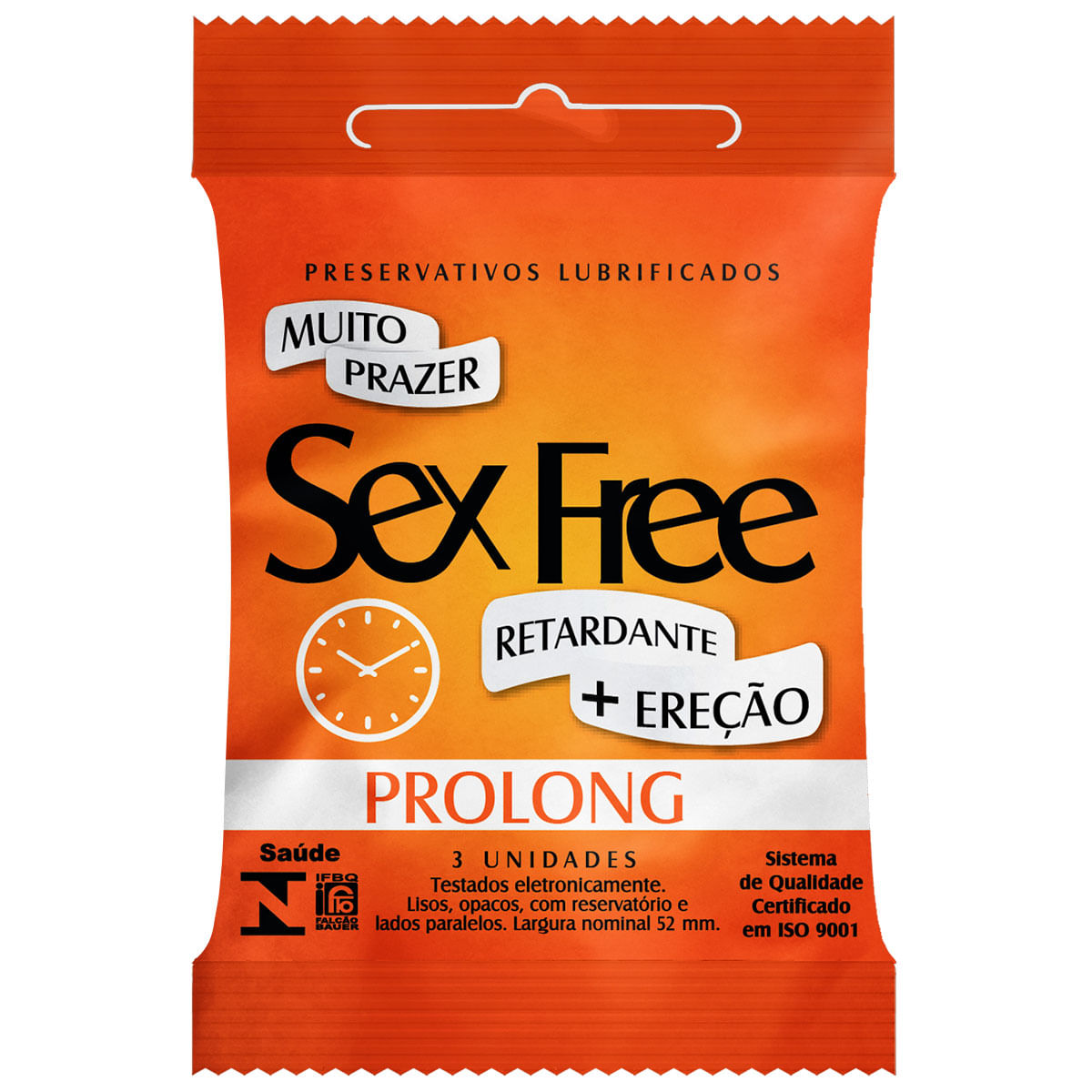 Preservativos Lubrificados Prolong com 3 unidades Sex Free