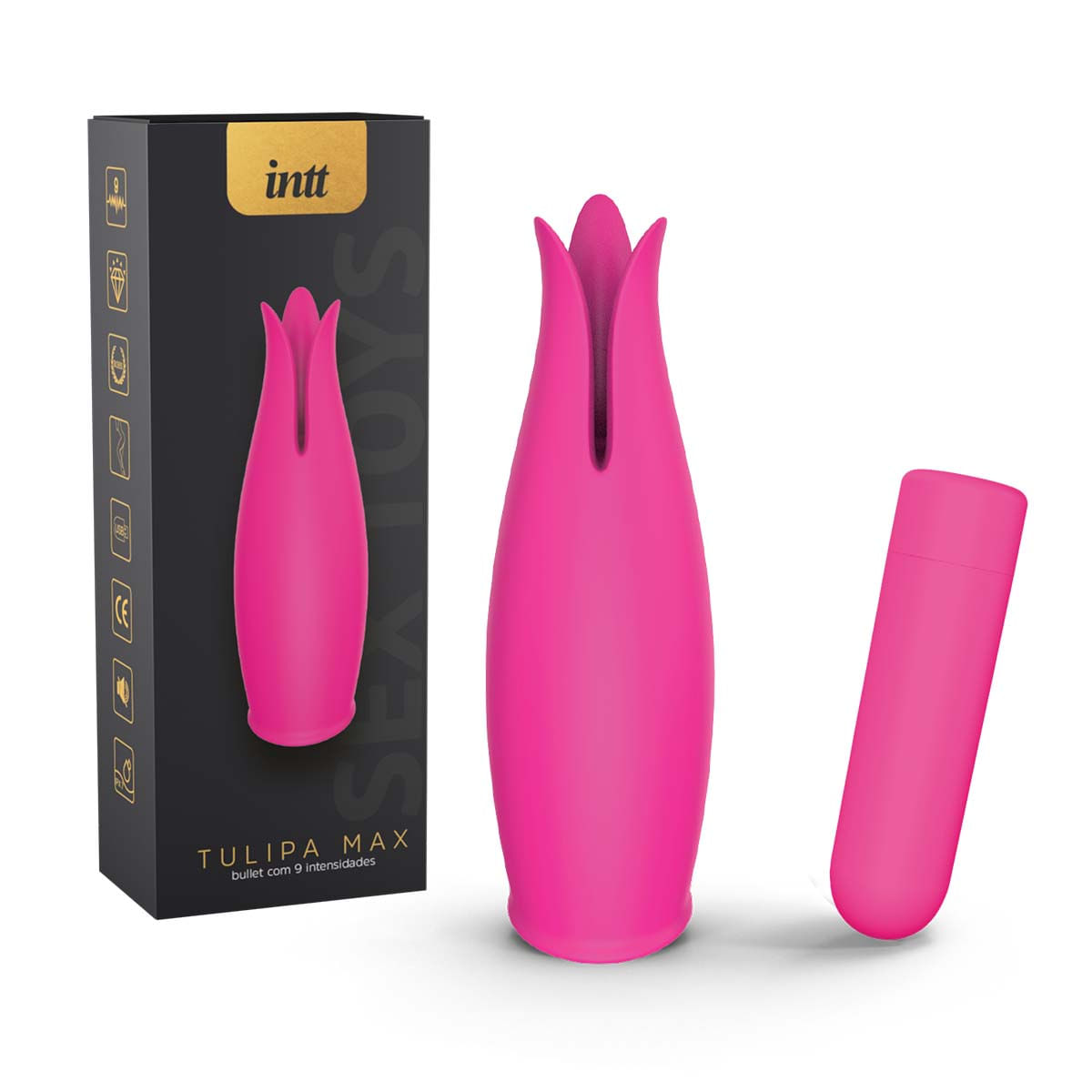 Tulipa Max Vibrador Bullet com 9 Modos de Vibração Intt Tulipa Max Vibrador Bullet com 9 Modos de Vibração Intt