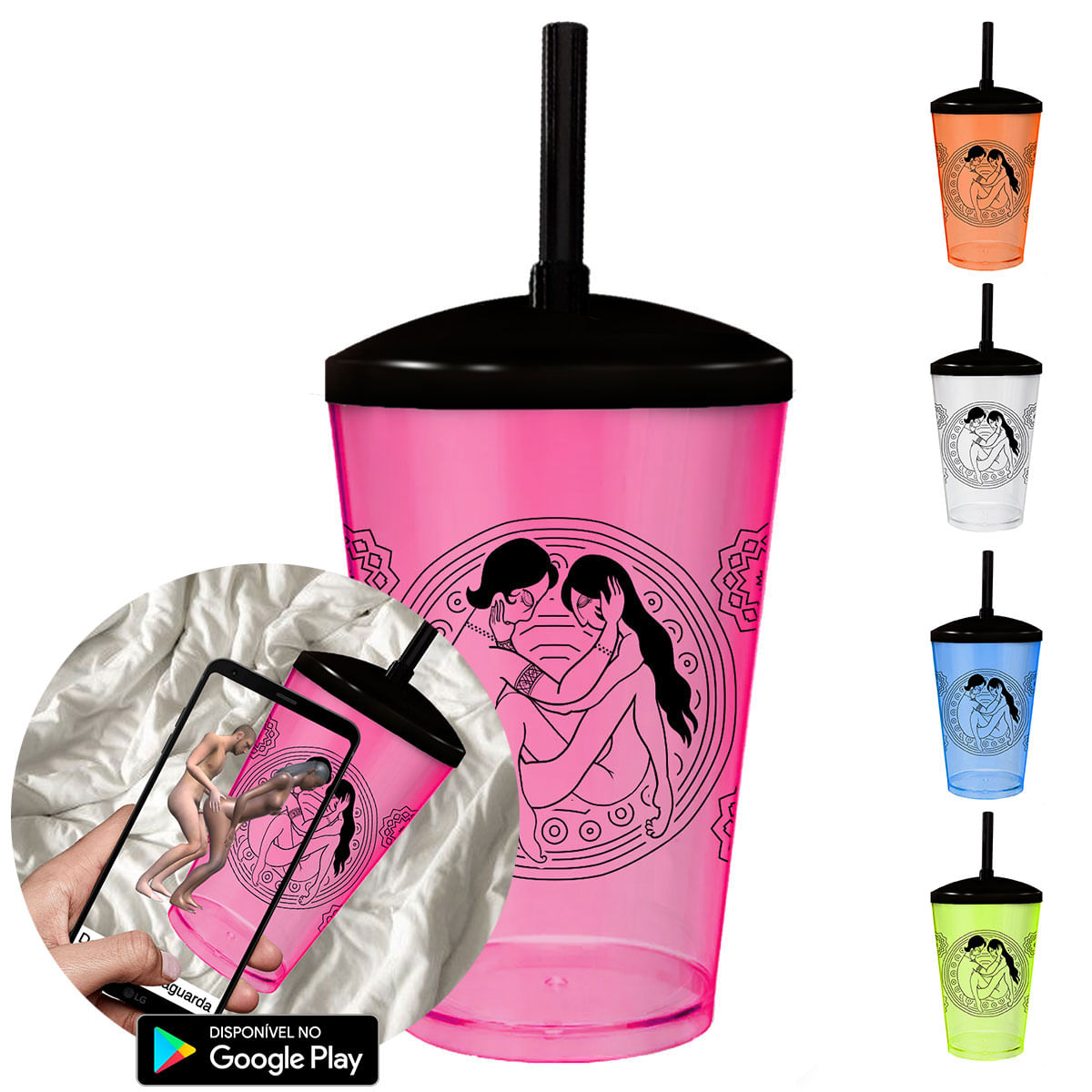 Sexy Cup Kama Sutra Copo que Mostra Posições em 3D Via Aplicativo Diversão ao Cubo