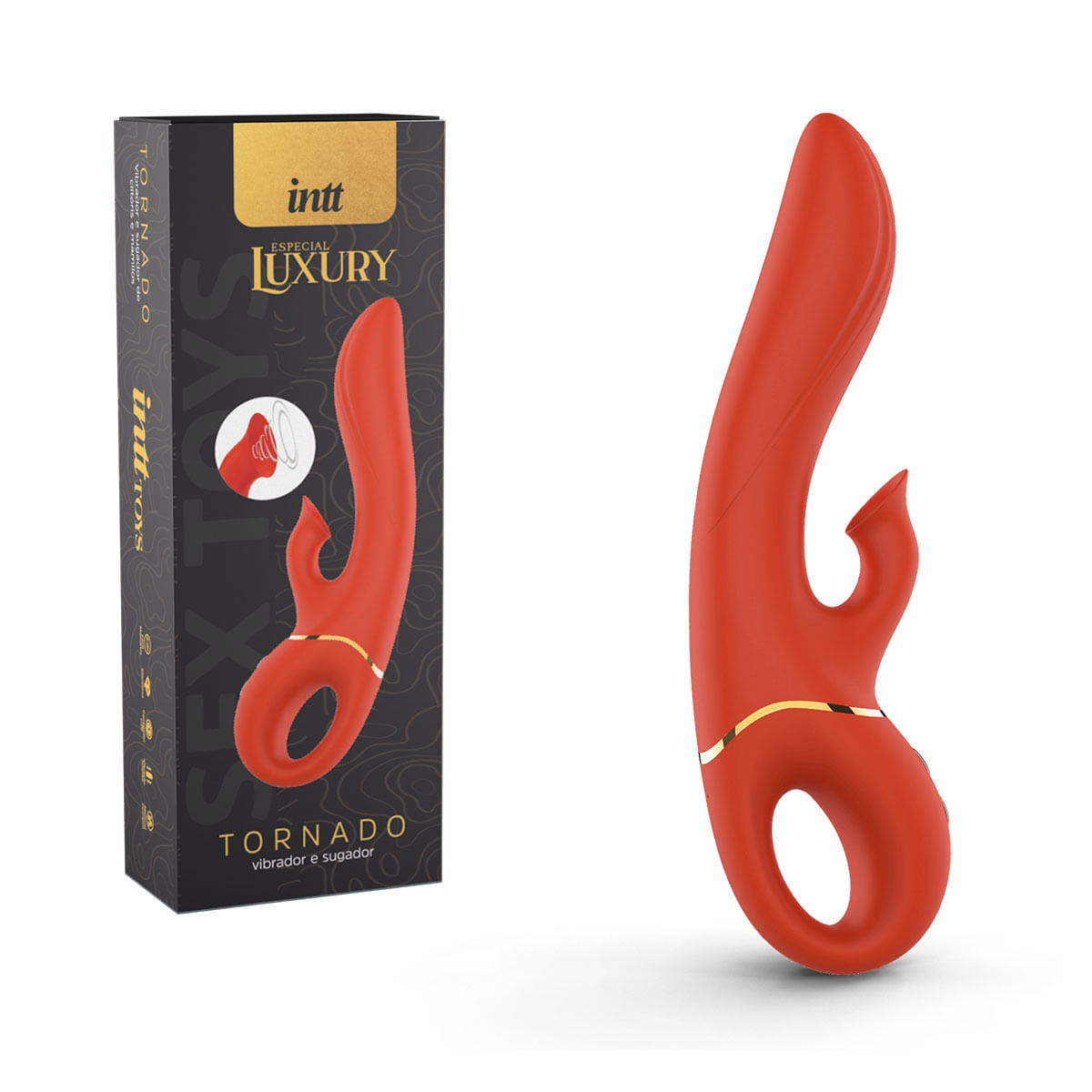 Tornado Vibrador e Sugador com 9 Modos de Vibração e Sucção Linha Luxury Intt Tornado Vibrador e Sugador com 9 Modos de Vibração e Sucção Linha Luxury Intt