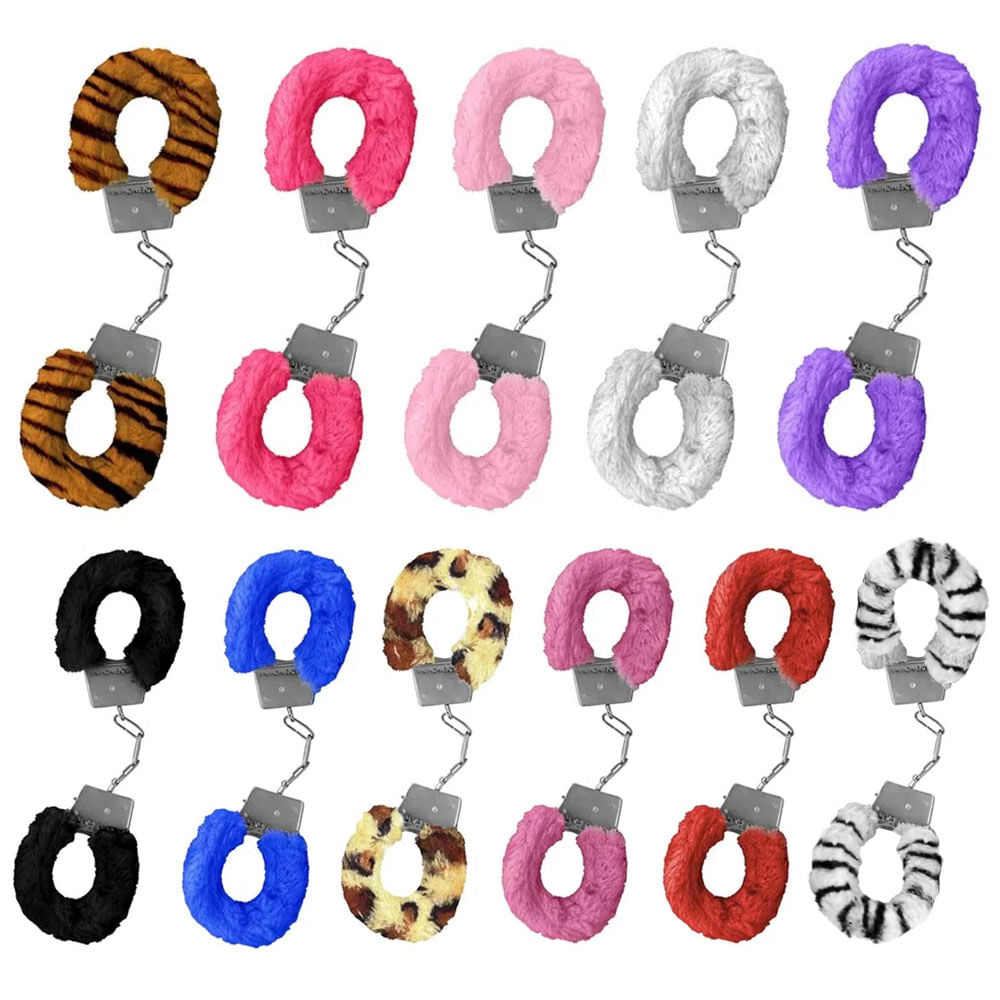 Algema de Metal Pelúcia Revestida Fur Love Cuffs Sexy Import
