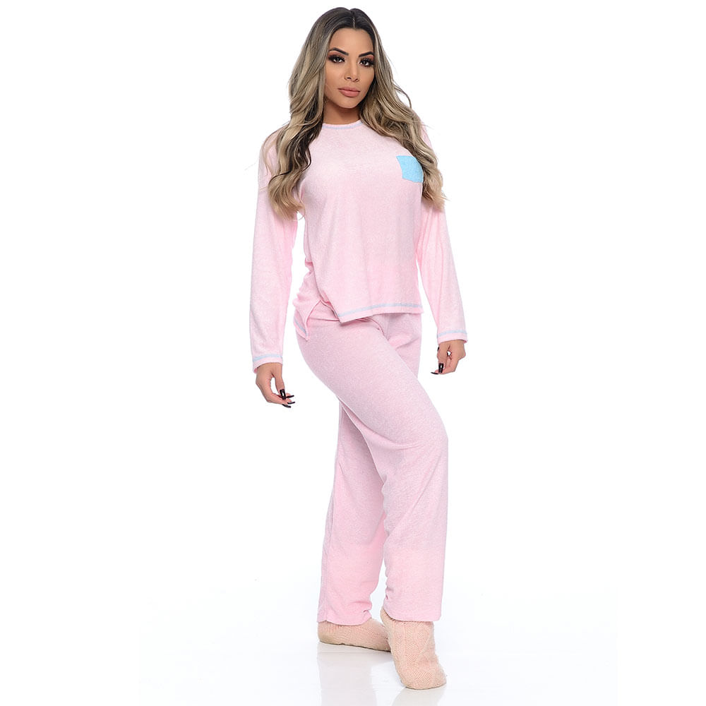 Pijama em Plush com Bolso Frontal Victory