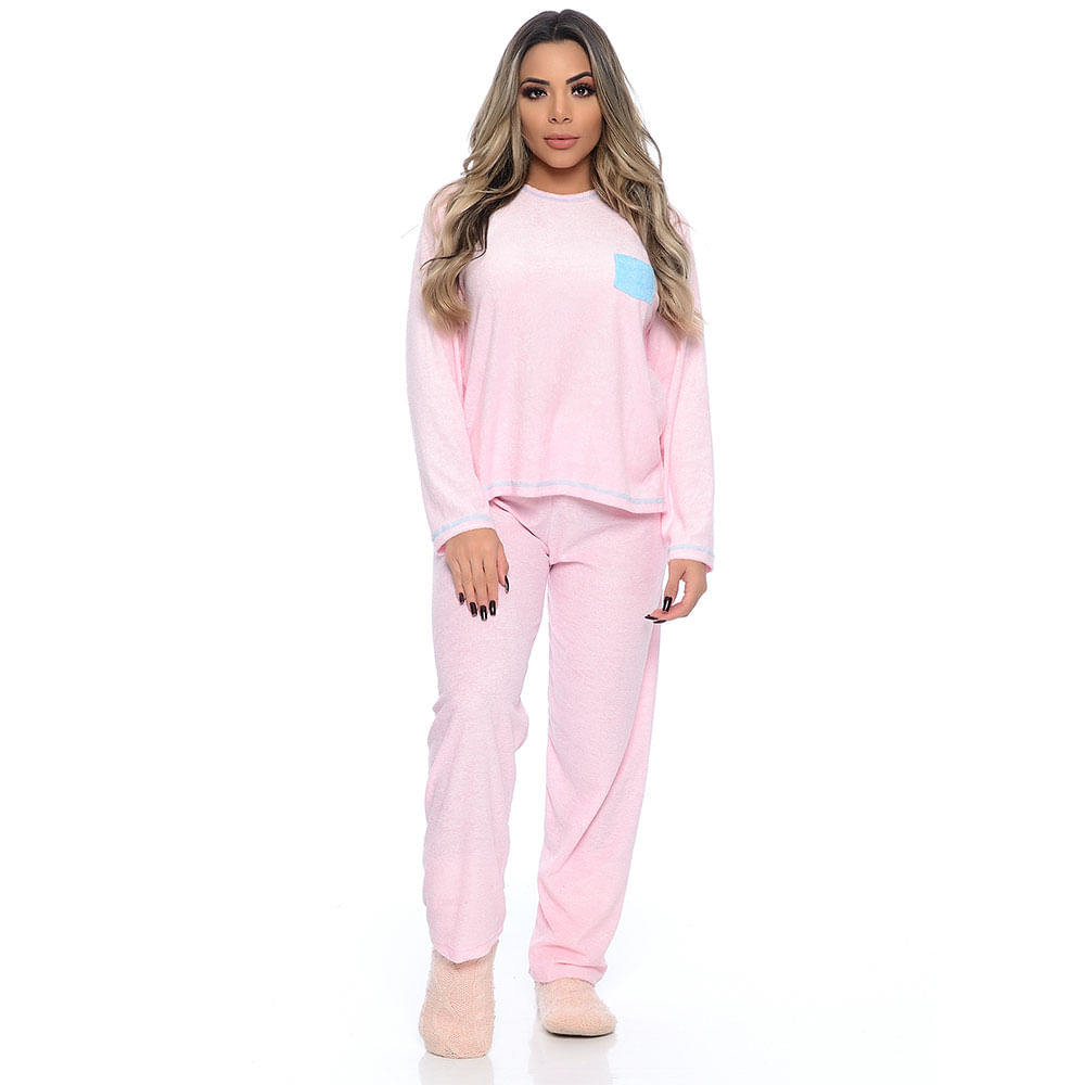Pijama em Plush com Bolso Frontal Victory