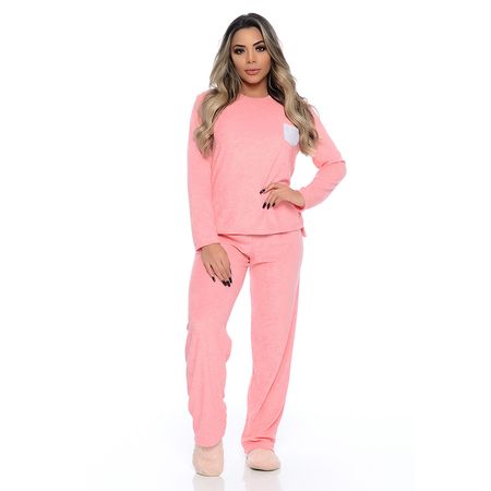 Pijama em Plush com Bolso Frontal Victory