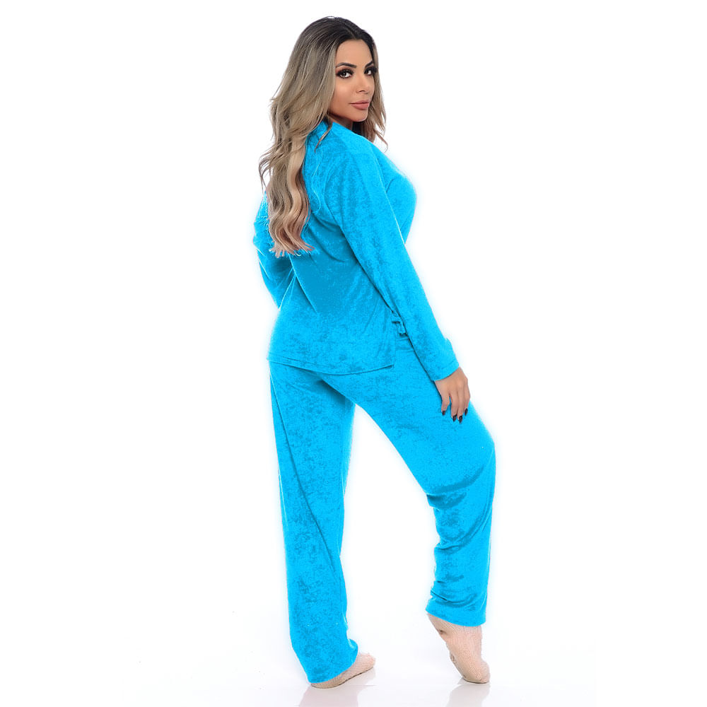 Pijama em Plush com Bolso Frontal Victory