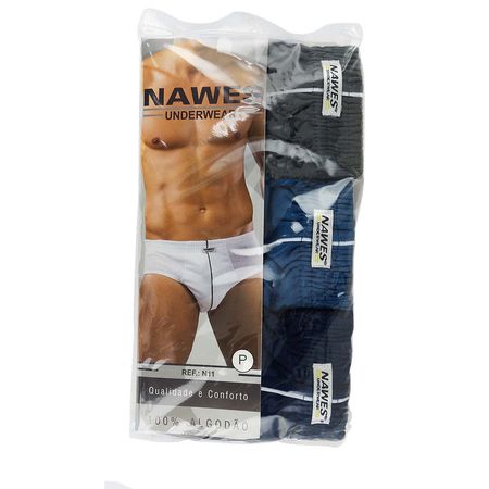 Kit 3 Cuecas Slip Adulto em Algodão Nawes