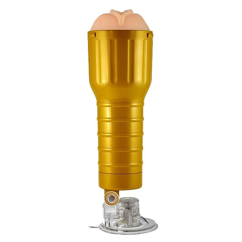Vagina Lanterna Cyberskin Dourada com Ventosa Sexy Import