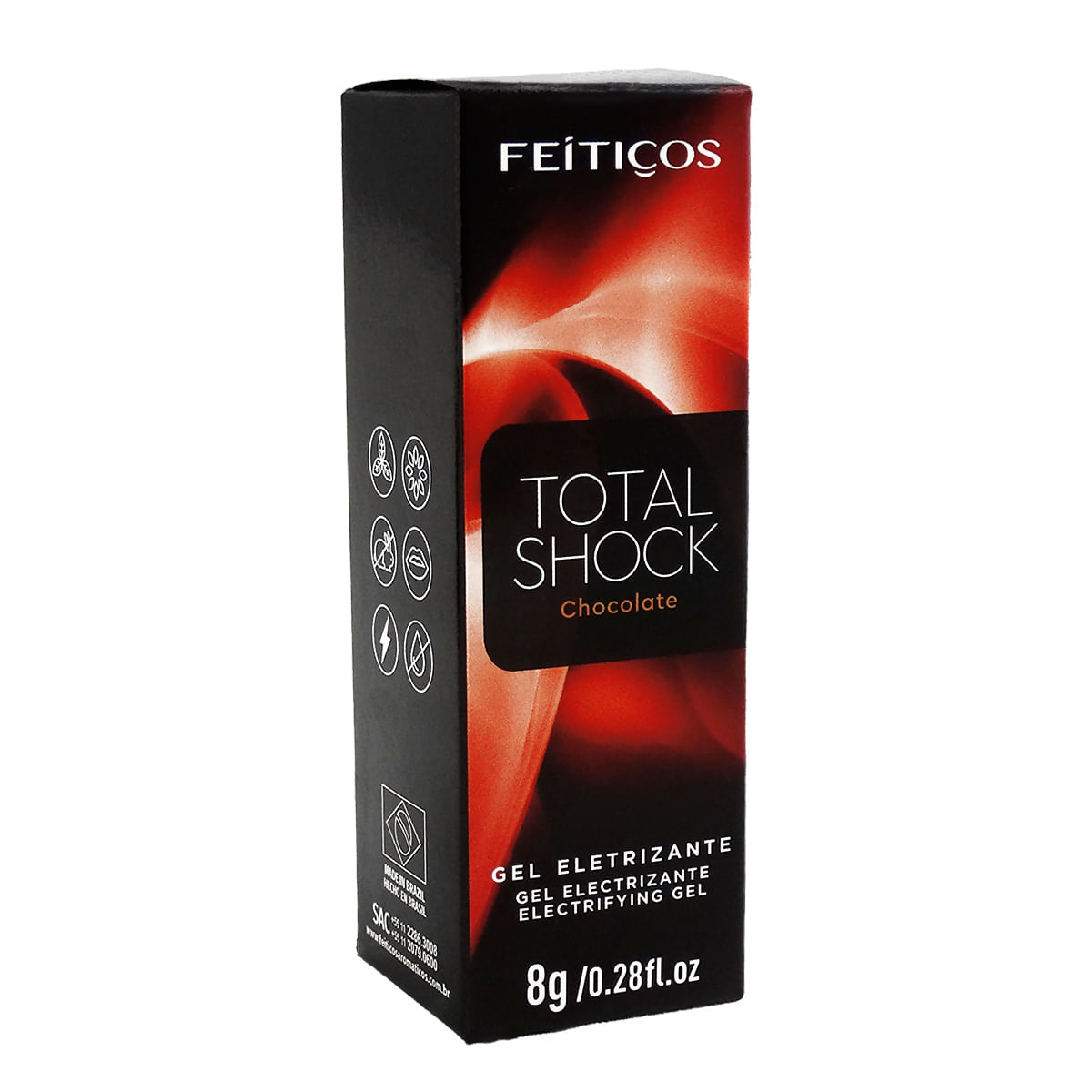 Total Shock Gel Eletrizante Chocolate 8g Feitiços Aromaticos