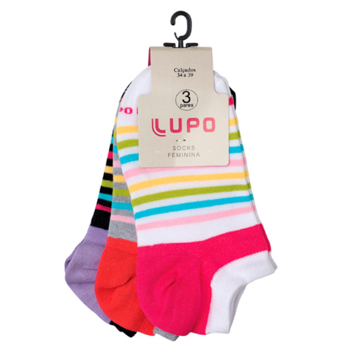 Kit Meia Basic Feminina 3 Unidades Lupo