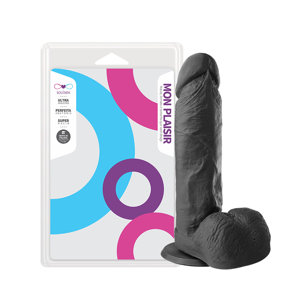 Mon Plaisir Prótese Maciça Realística com Escroto e Ventosa 19 x 4,5 cm Soulsex