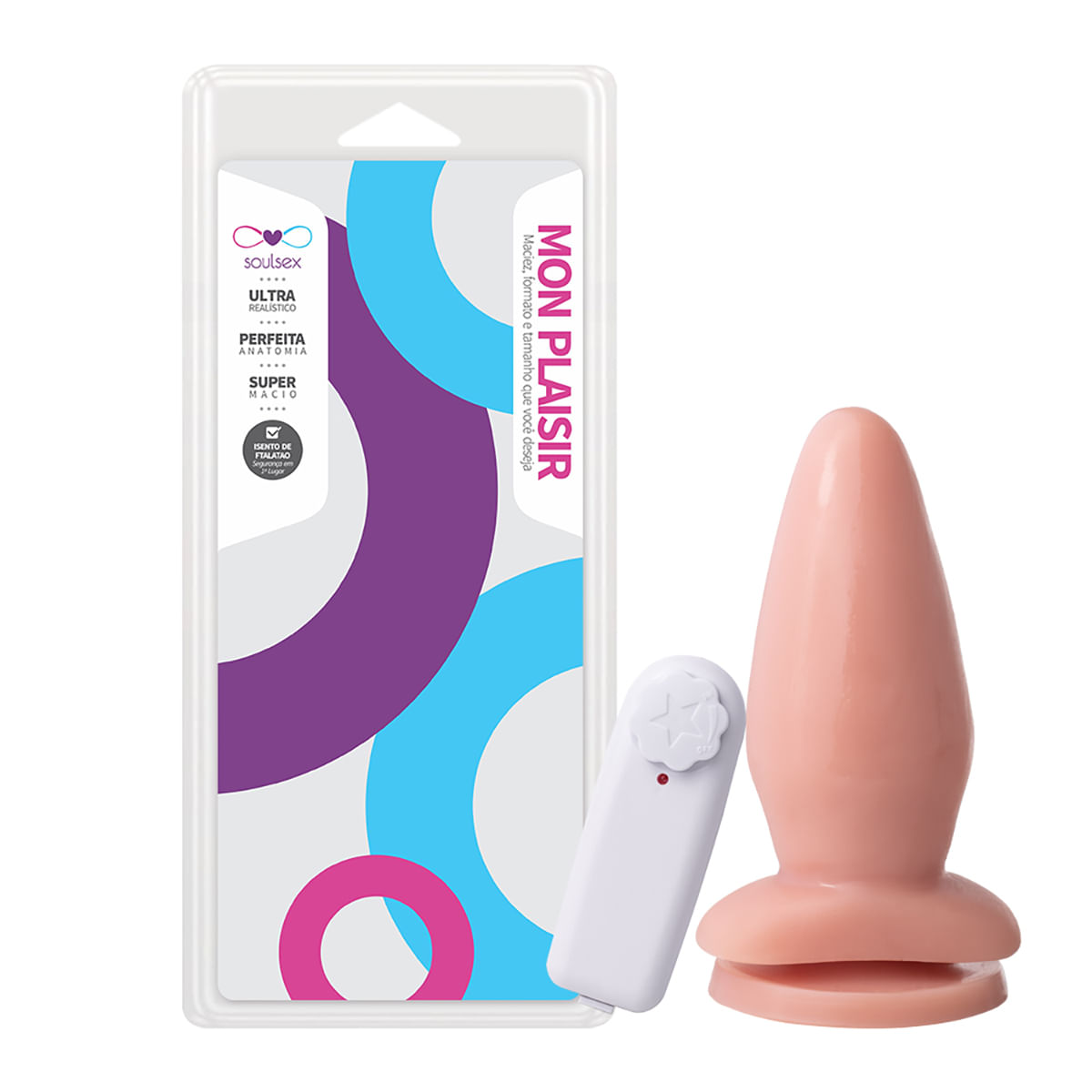 Mon Plaisir Plug Anal com Vibro e Ventosa 14cm Soulsex