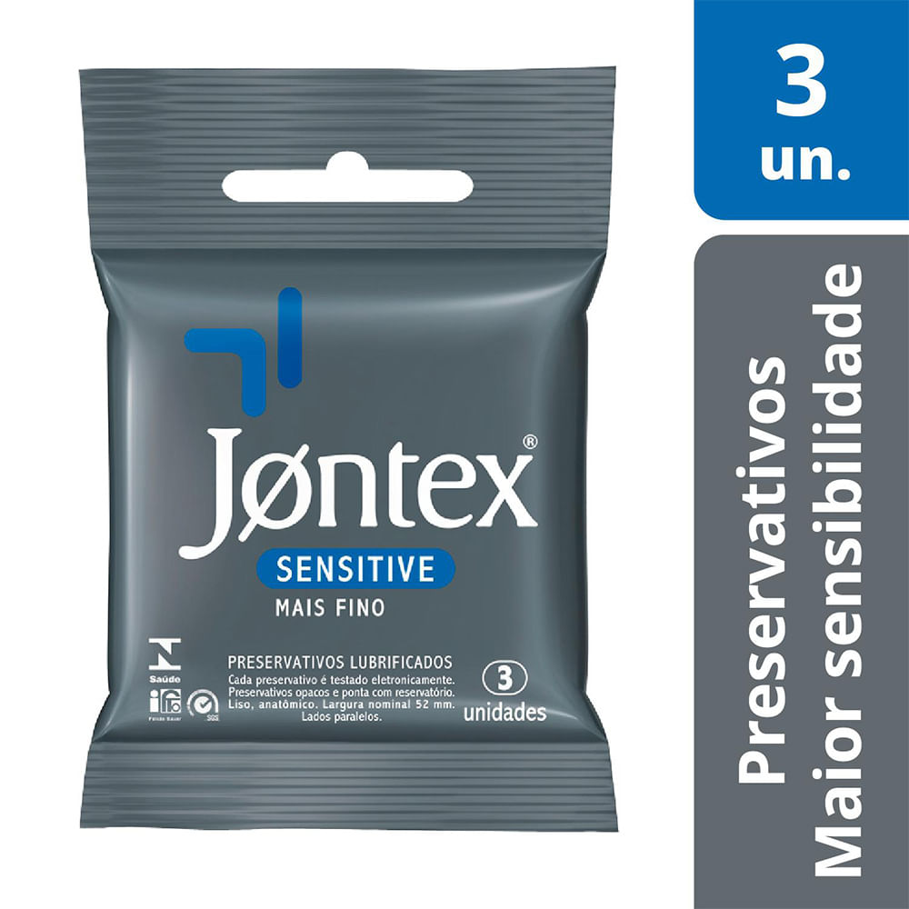 Preservativos Lubrificados Sensitive Mais Fino com 3 unidades Jontex
