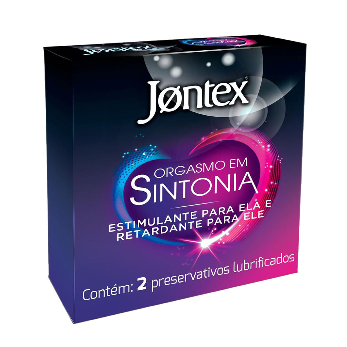Orgasmo em Sintonia Preservativo Estimulante para Ela e Retardante para Ele com 2 unidades Jontex