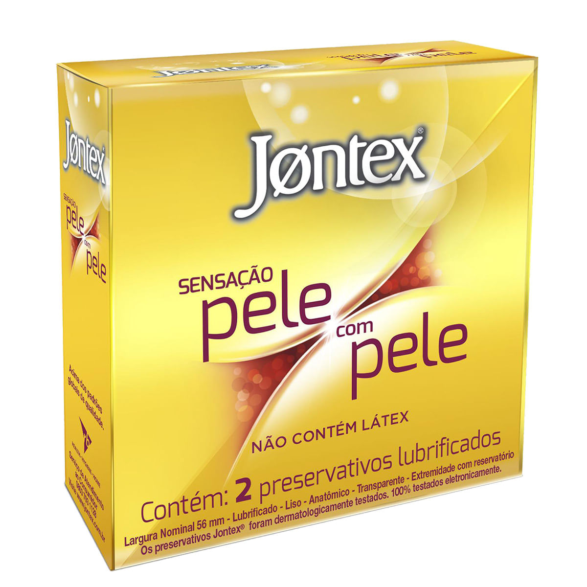 Pele com Pele Preservativos Lubrificados com 2 unidades Jontex