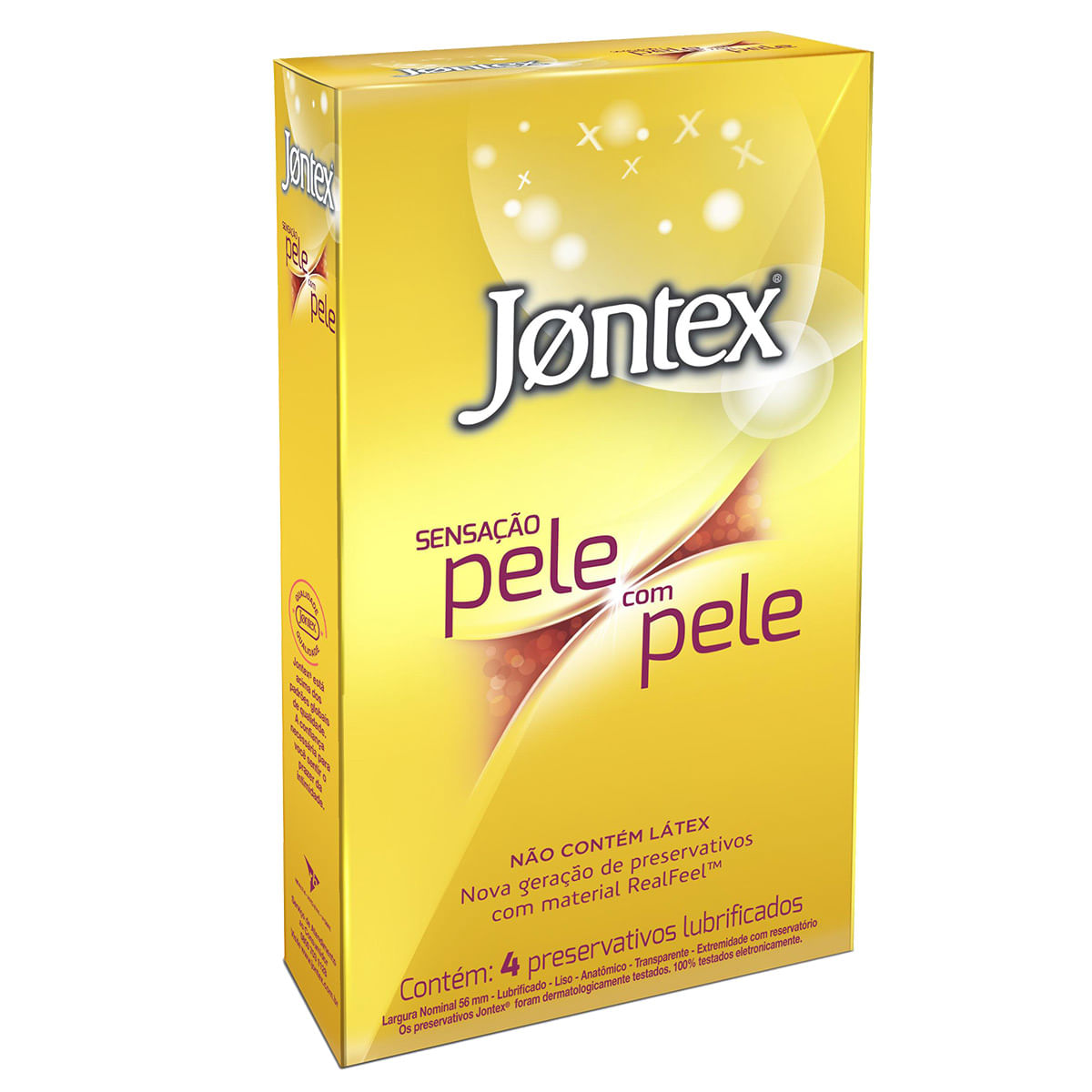 Pele com Pele Preservativos Lubrificados com 4 unidades Jontex