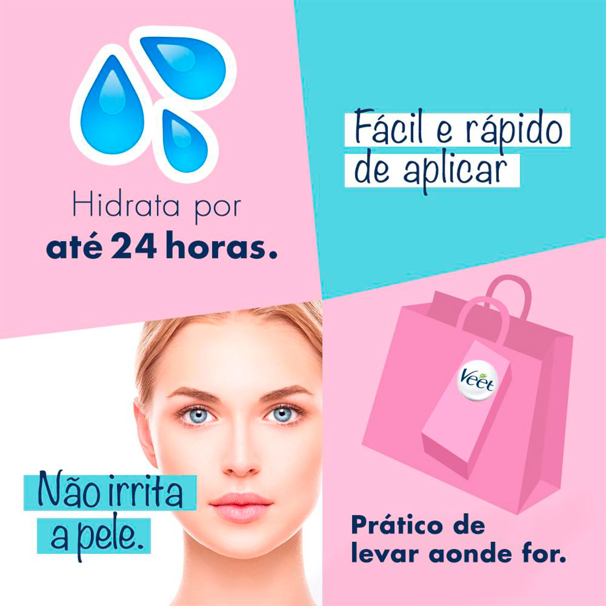 Cera Fria Facial Peles Delicadas com 12 Folhas Depilatórias Veet