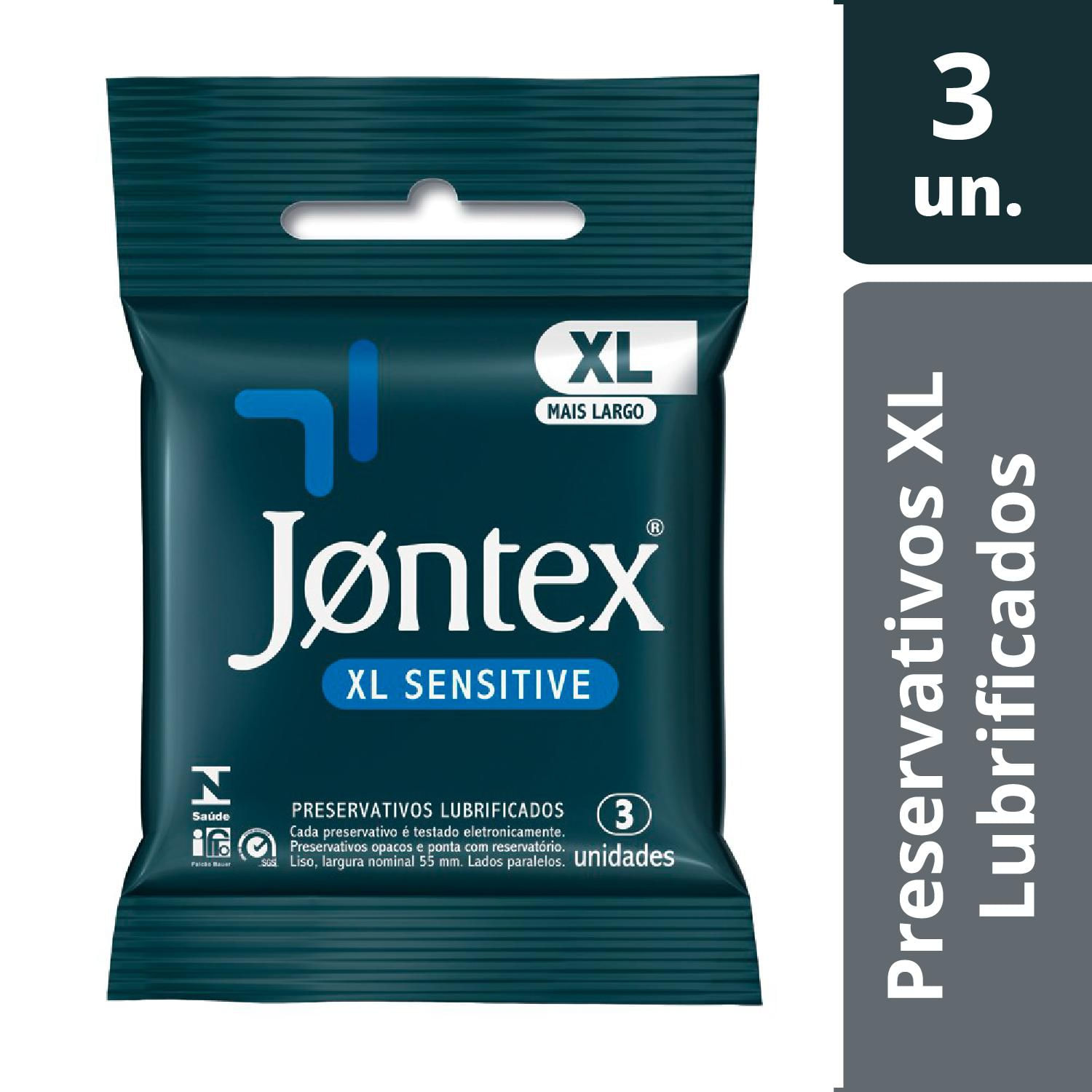 Preservativos Lubrificados XL Sensitive com 3 unidades Jontex