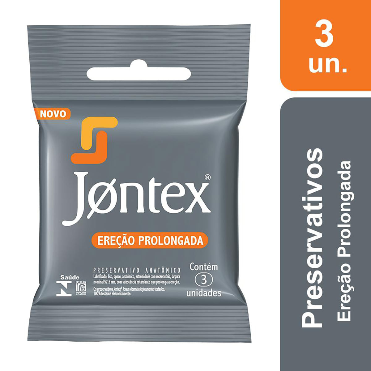 Ereção Prolongada Preservativos Lubrificados com 3 unidades Jontex