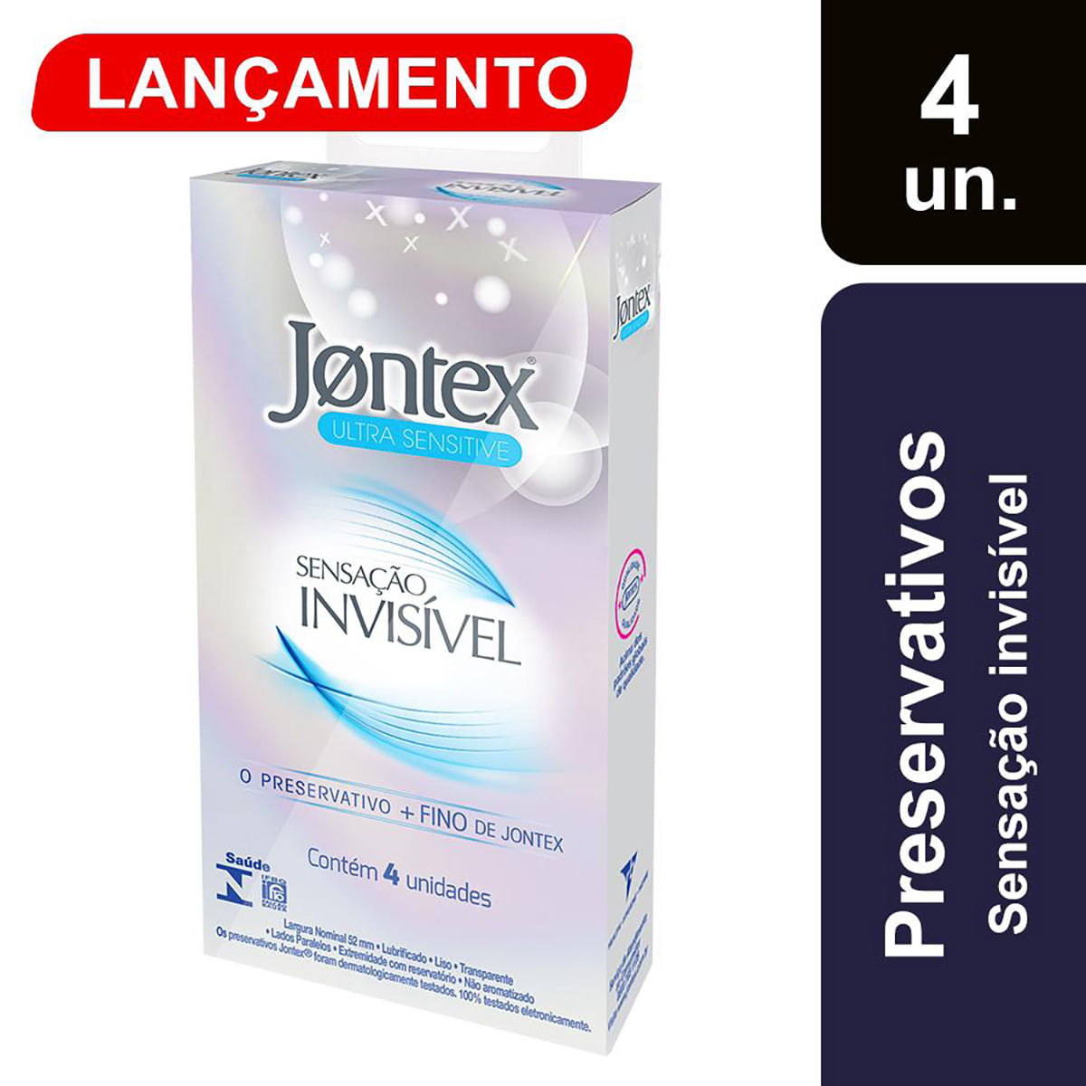 Sensação Invisível Preservativo Mais Fino com 4 unidades Jontex