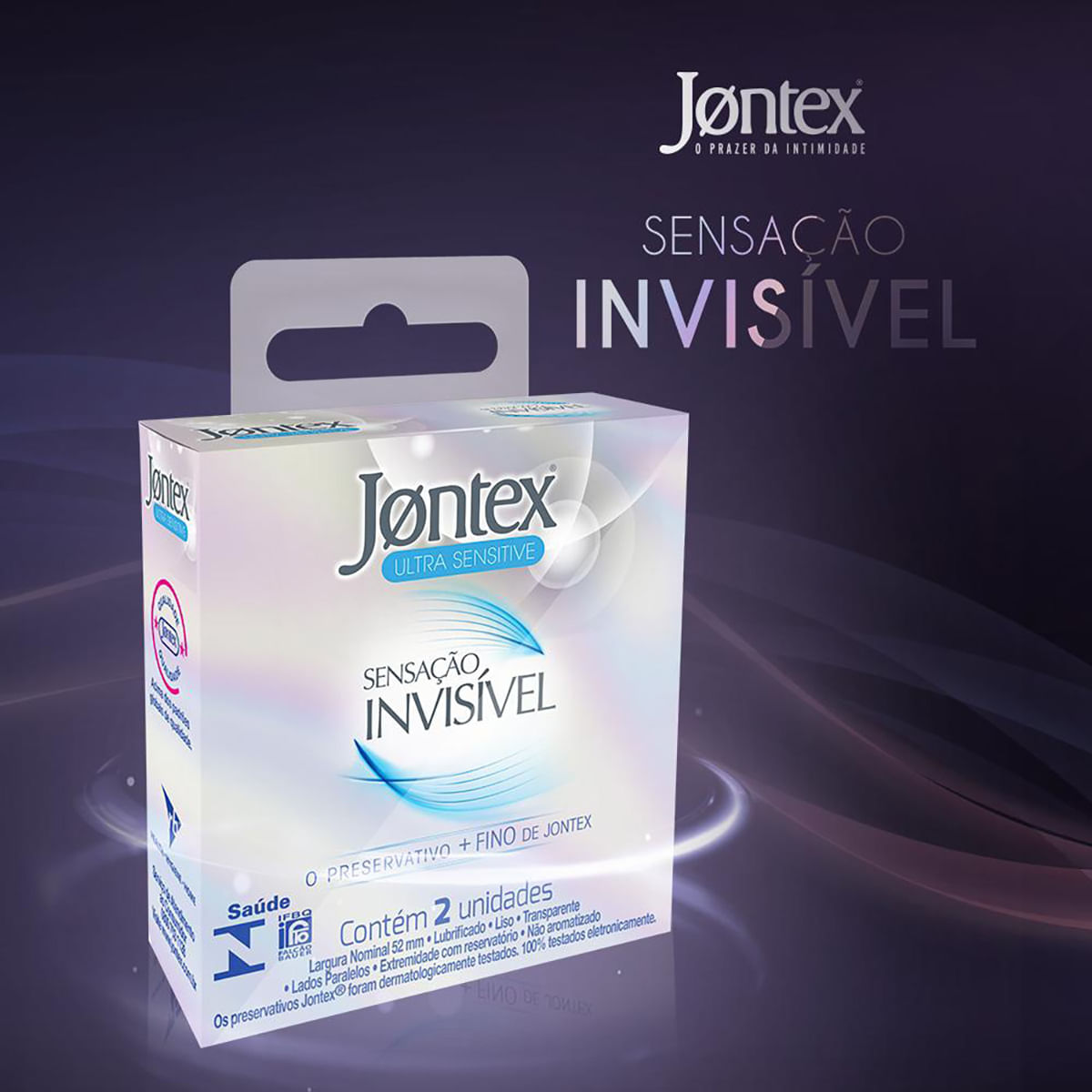 Sensação Invisível Preservativo Mais Fino com 2 unidades Jontex