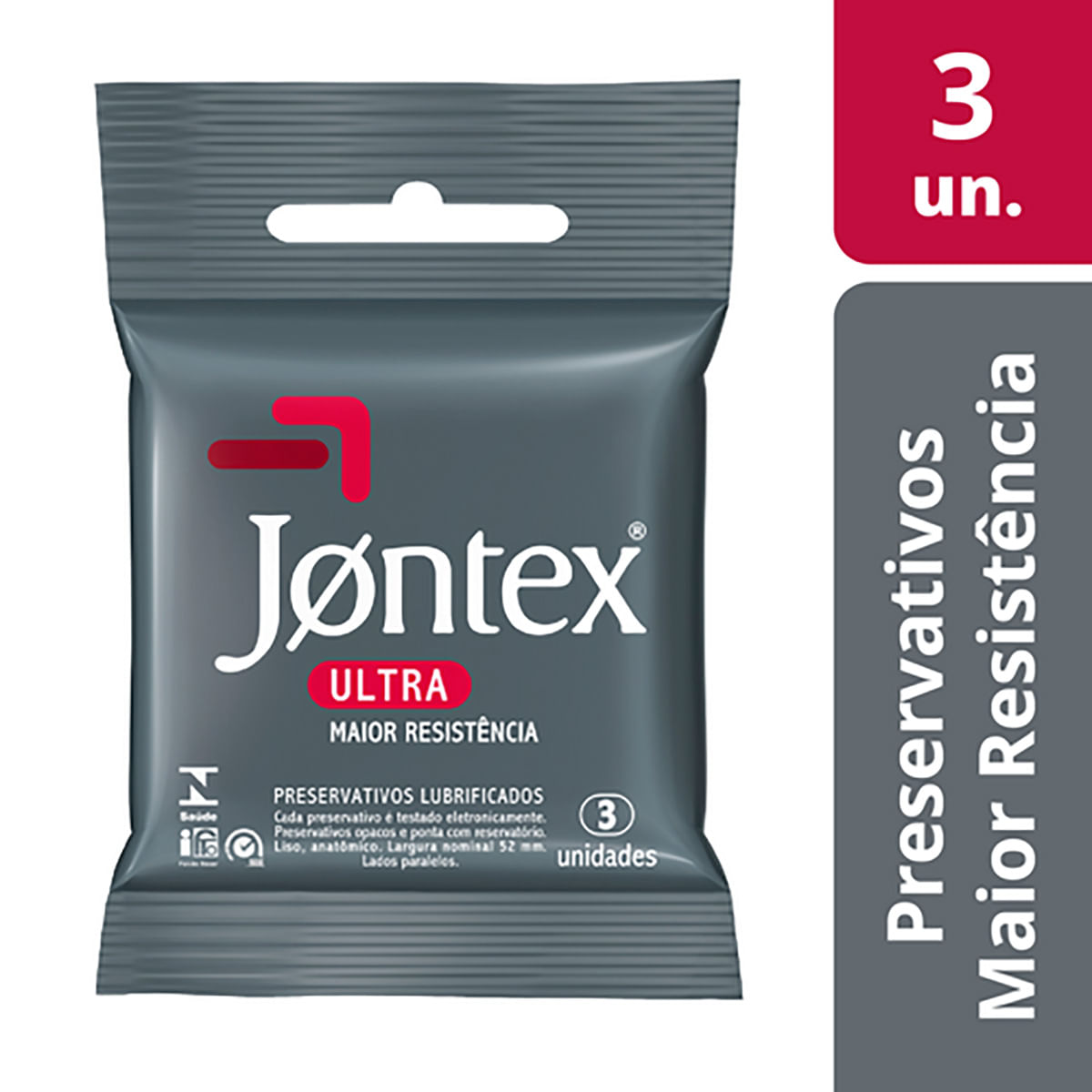 Preservativos Lubrificados Ultra Resistente com 3 unidades Jontex
