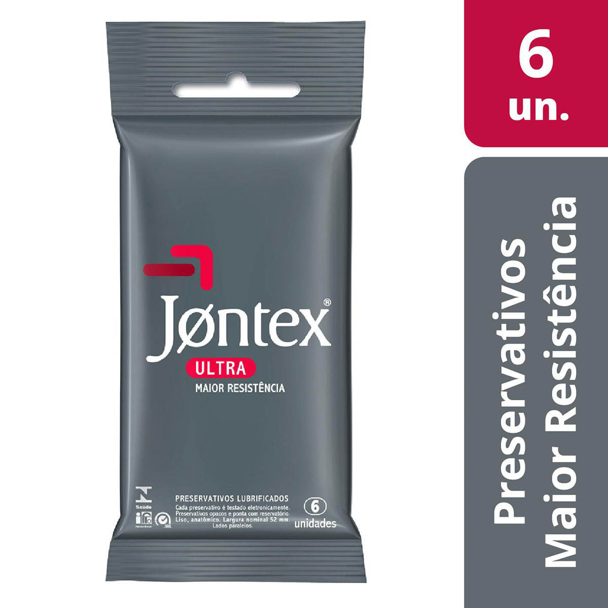 Preservativos Lubrificados Ultra Resistente com 6 unidades Jontex