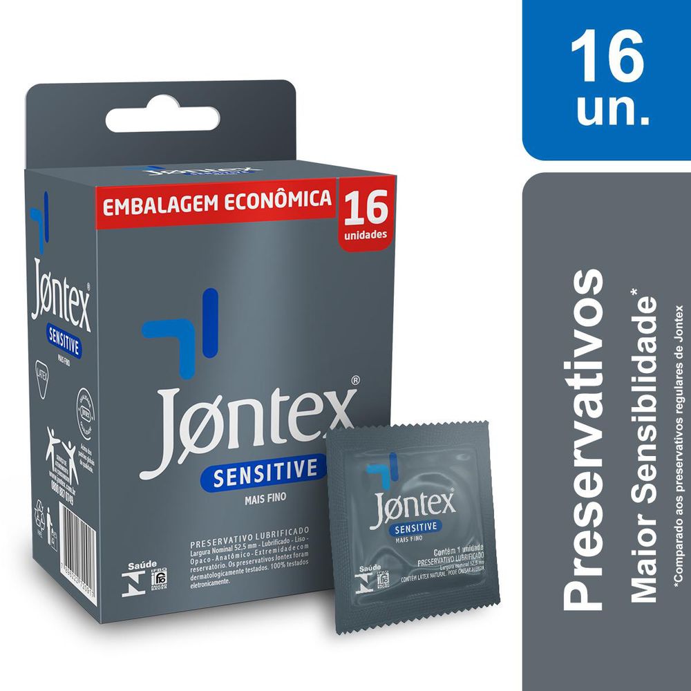 Preservativos Lubrificados Sensitive Mais Fino Com 16 Unidades Jontex Em 10x Sem Juros Miess 1573