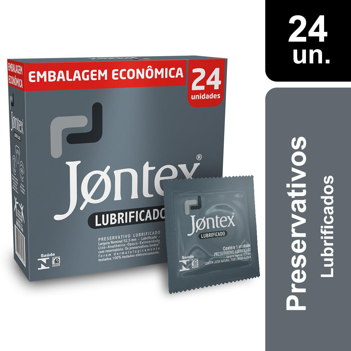 Preservativos Lubrificados com 24 unidades Jontex