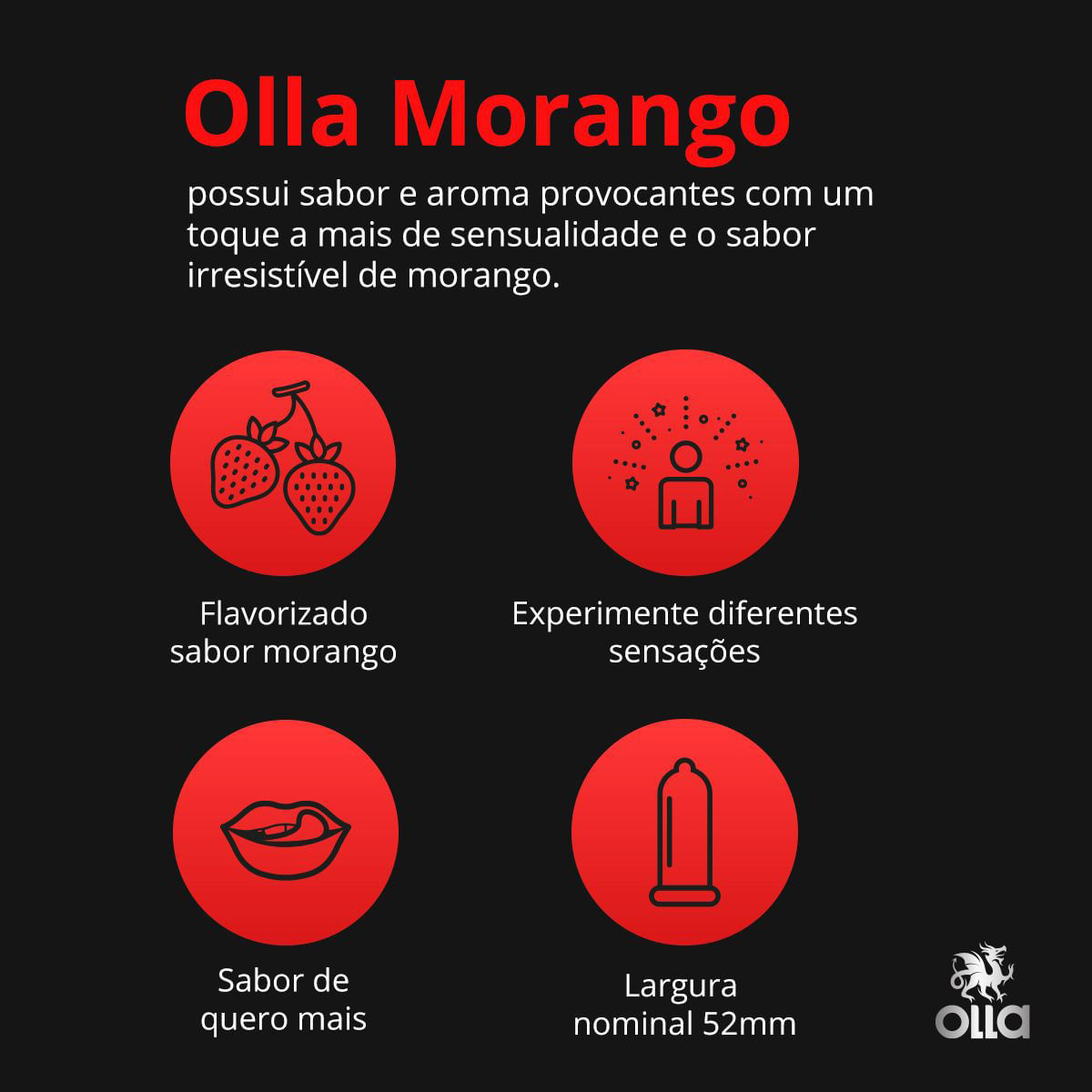 Preservativo Olla Sabor Morango com 6 unidades