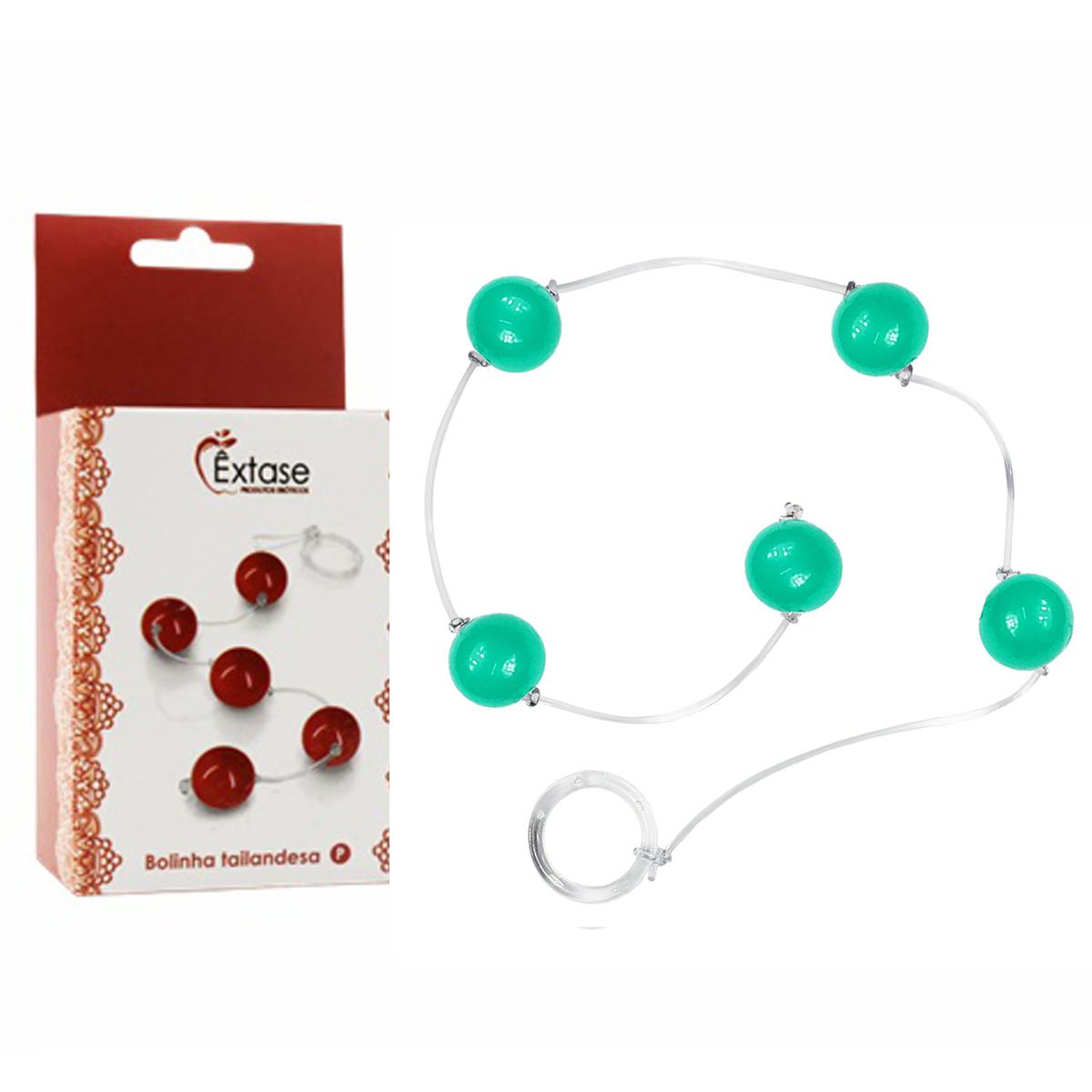 Bolinha Tailandesa em Acrílico com corda em Silicone Tamanho P Êxtase
