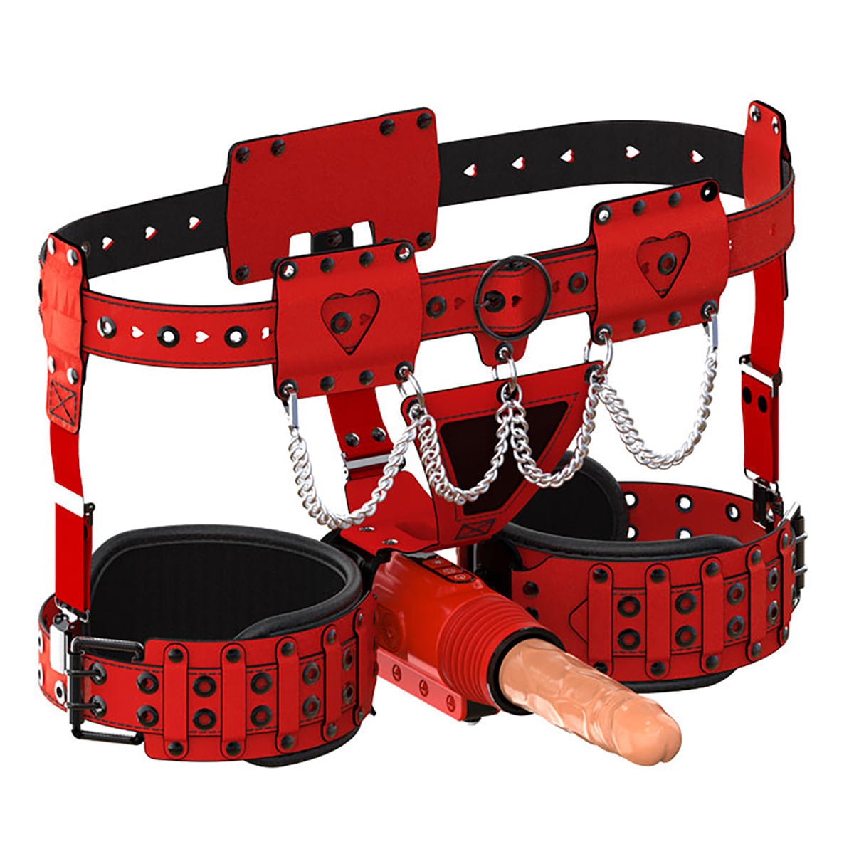 Cinta Peniana em Couro com Prótese Articulável Vai e Vem Recarregável 3R Import Cinta Peniana em Couro com Prótese Articulável Vai e Vem Recarregável 3R Import