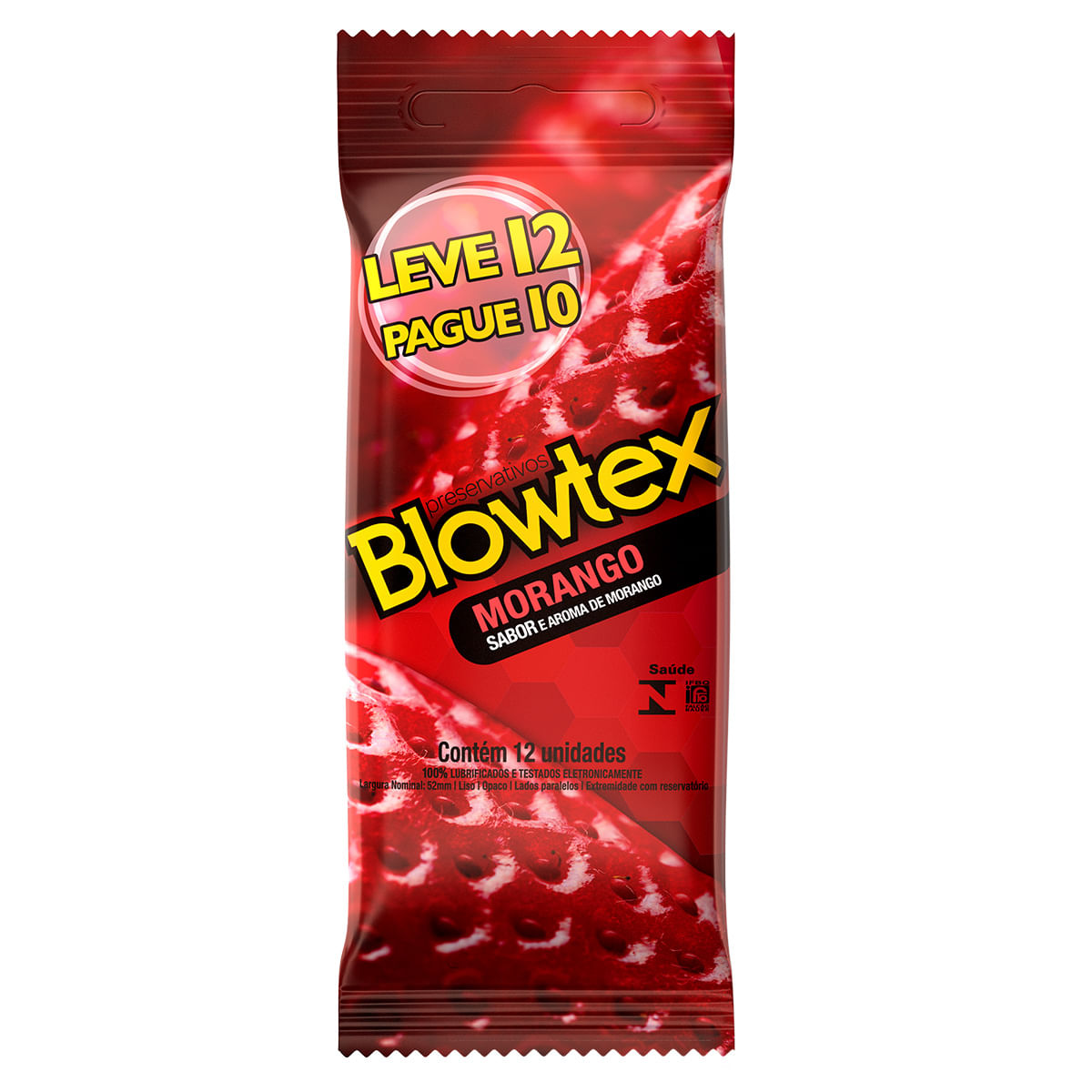 Preservativos Sabor e Aroma Morango Leve 12 Pague 10 unidades Blowtex