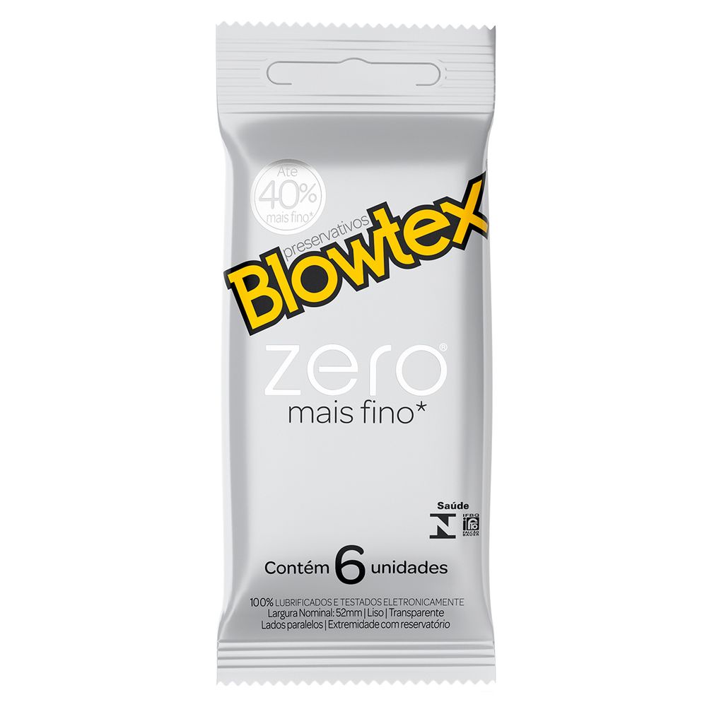 Preservativos lubrificados zero mais fino com 6 unidades blowtex