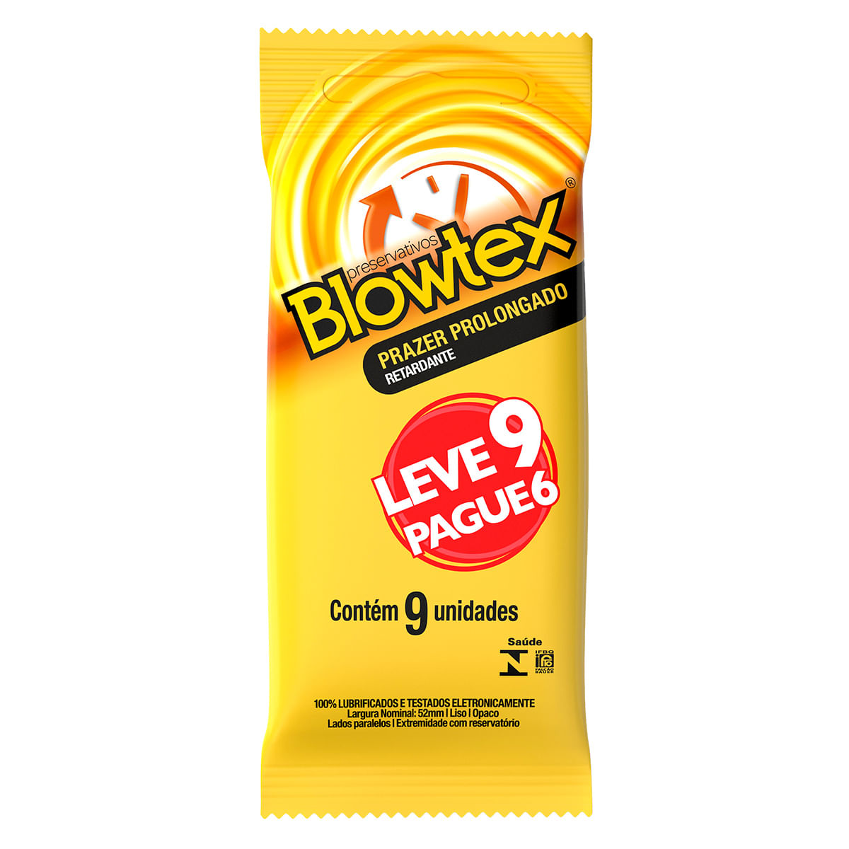 Preservativos Lubrificados Retardante Prazer Prolongado Leve 9 Pague 6 unidades Blowtex