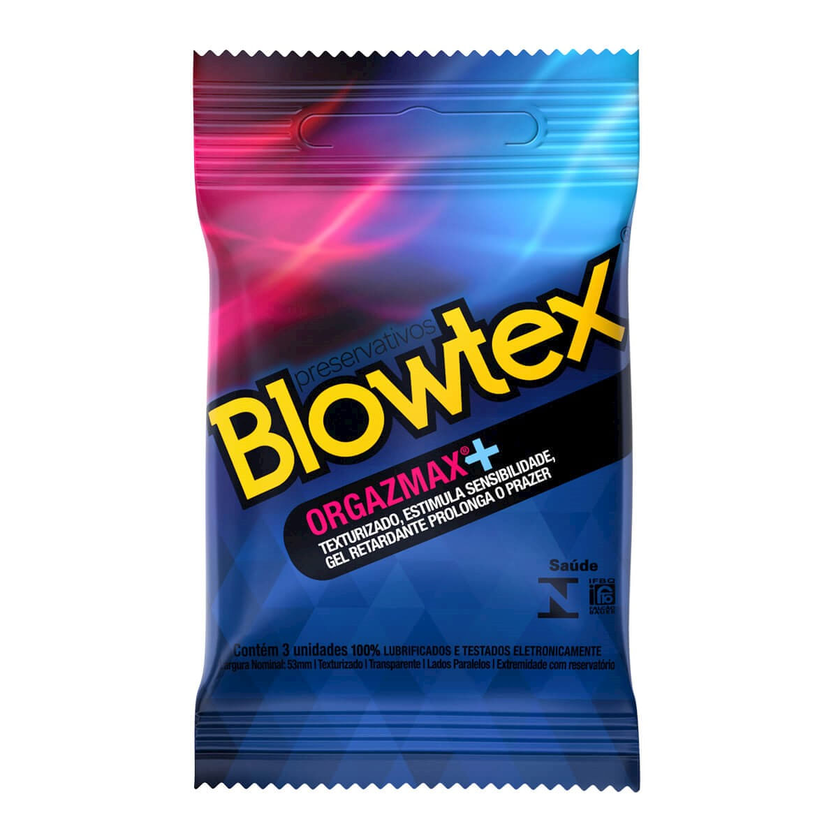 Preservativo Orgazmax Texturizado Sensível e Retardante com 3 unidades Blowtex