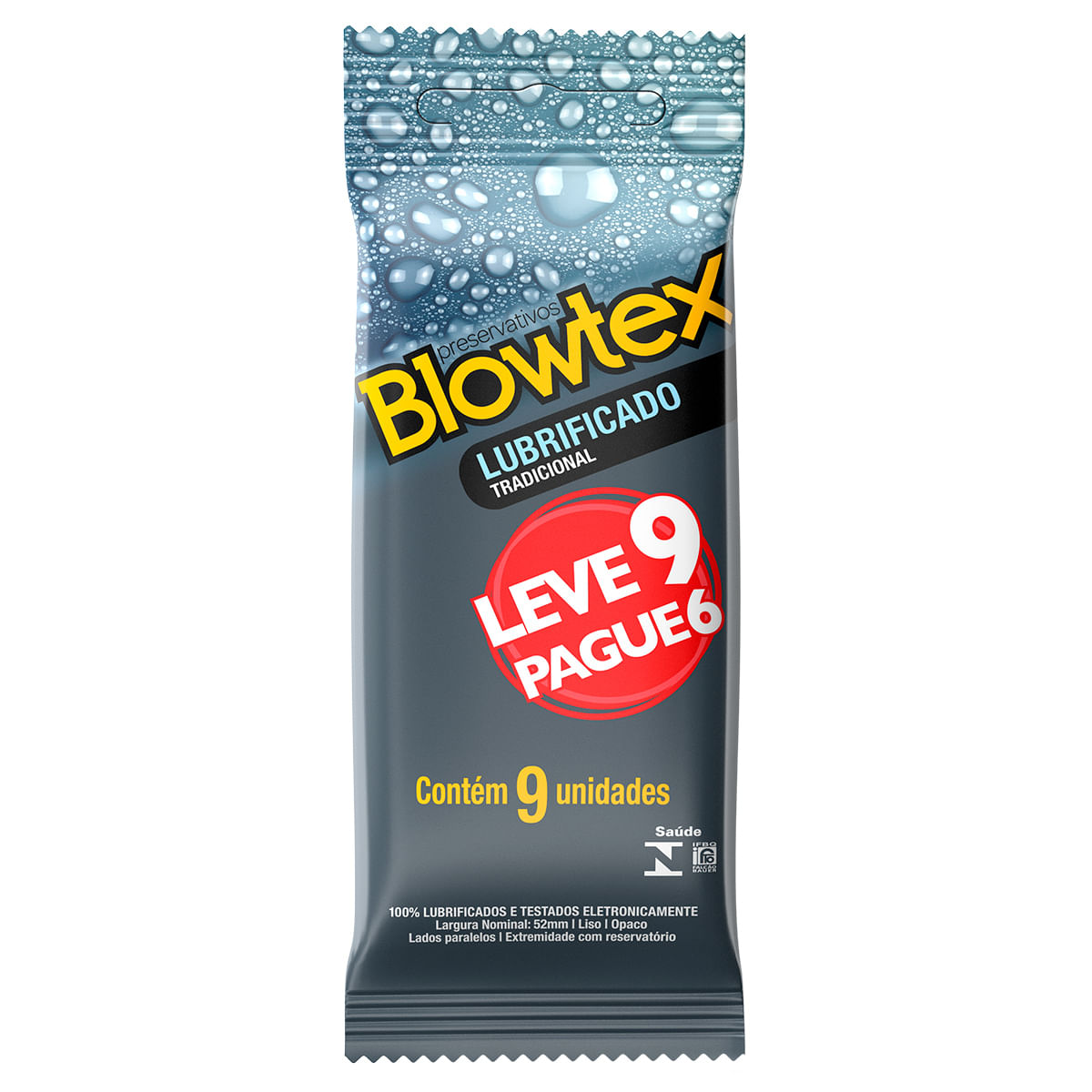 Preservativos Lubrificados Tradicional Leve 9 Pague 6 unidades Blowtex