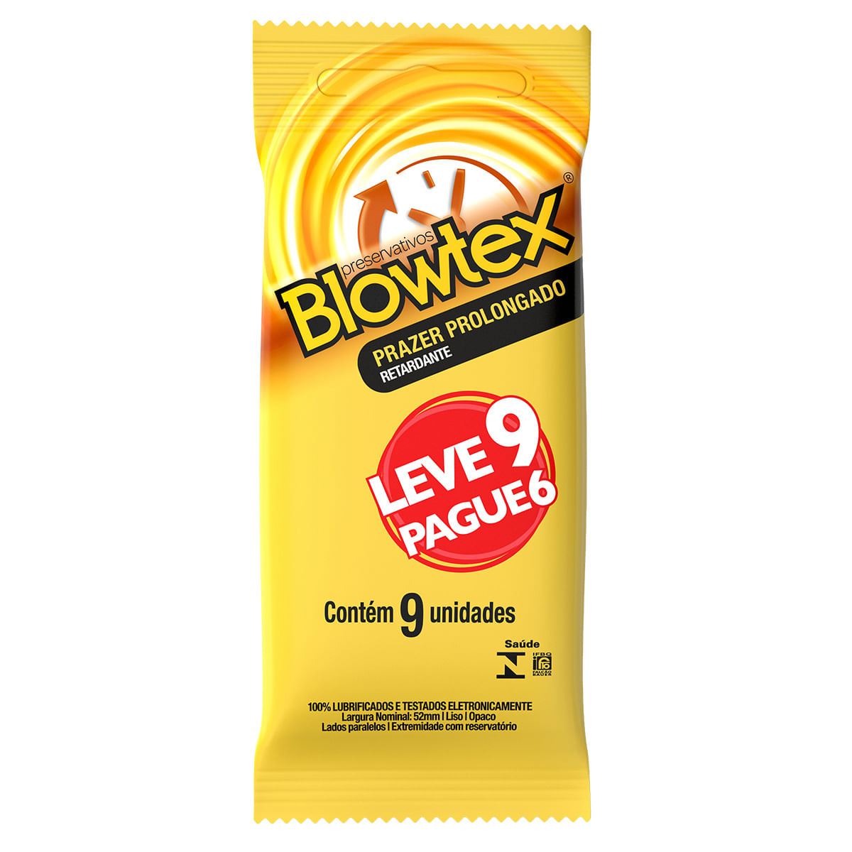 Preservativos Lubrificados Action Prazer Prolongado Leve 9 Pague 6 unidades Blowtex