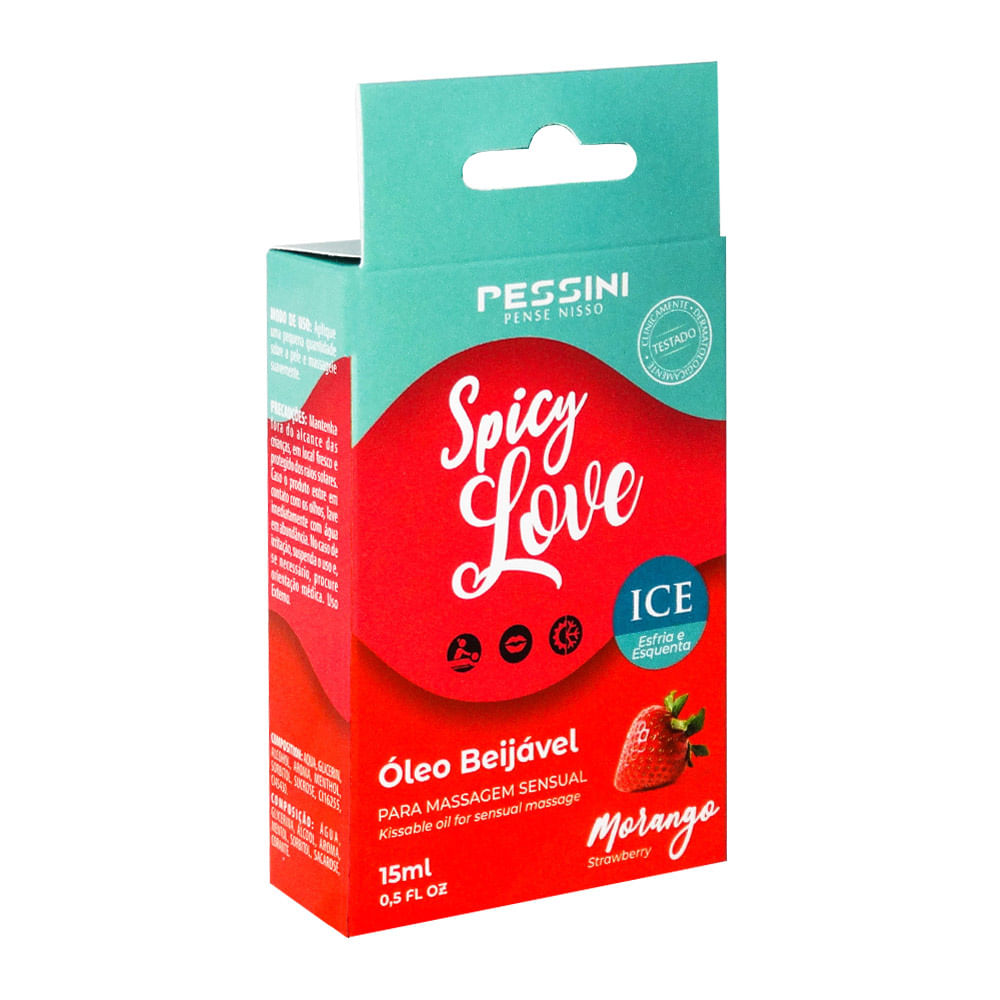 Óleo Beijável Spicy Love Ice Morango 15ml Pessini