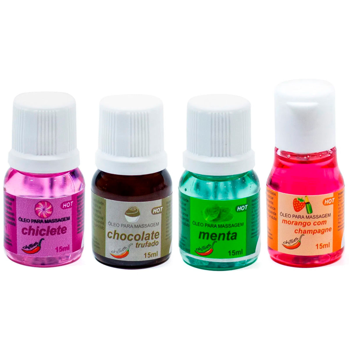Óleo para Massagem Sensual Hot Morango com Champanhe 15ml Chillies