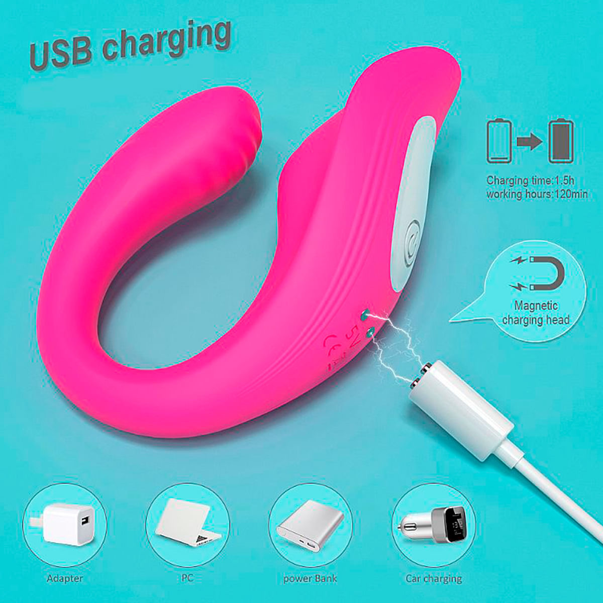 S-hande Ribbon Pro Massageador de Casal Recarregável com Controle e 9 Modos de Vibração Sexy Import
