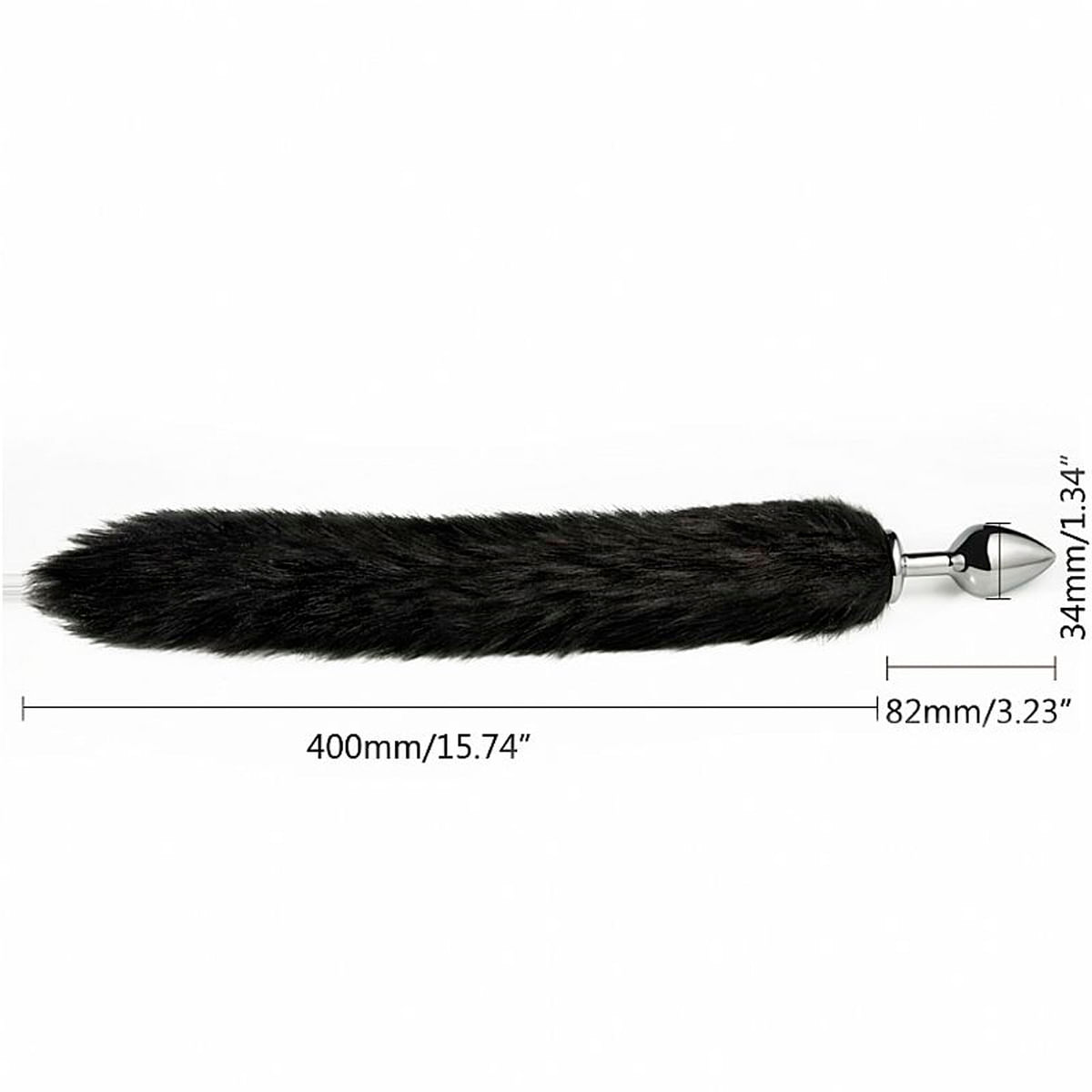 Plug Anal com Rabo de Raposa Preto 40cm Sexy Import