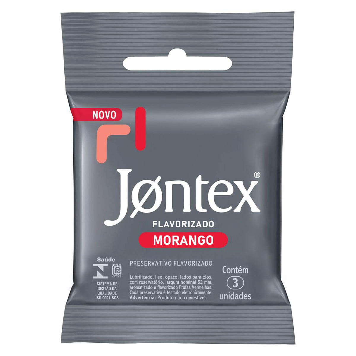 Preservativos Lubrificados com Aroma de Morango 3 unidades Jontex
