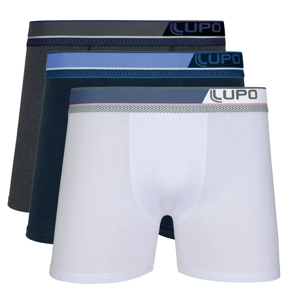Cueca Boxer Cós com Logo Lateral em Algodão Lupo