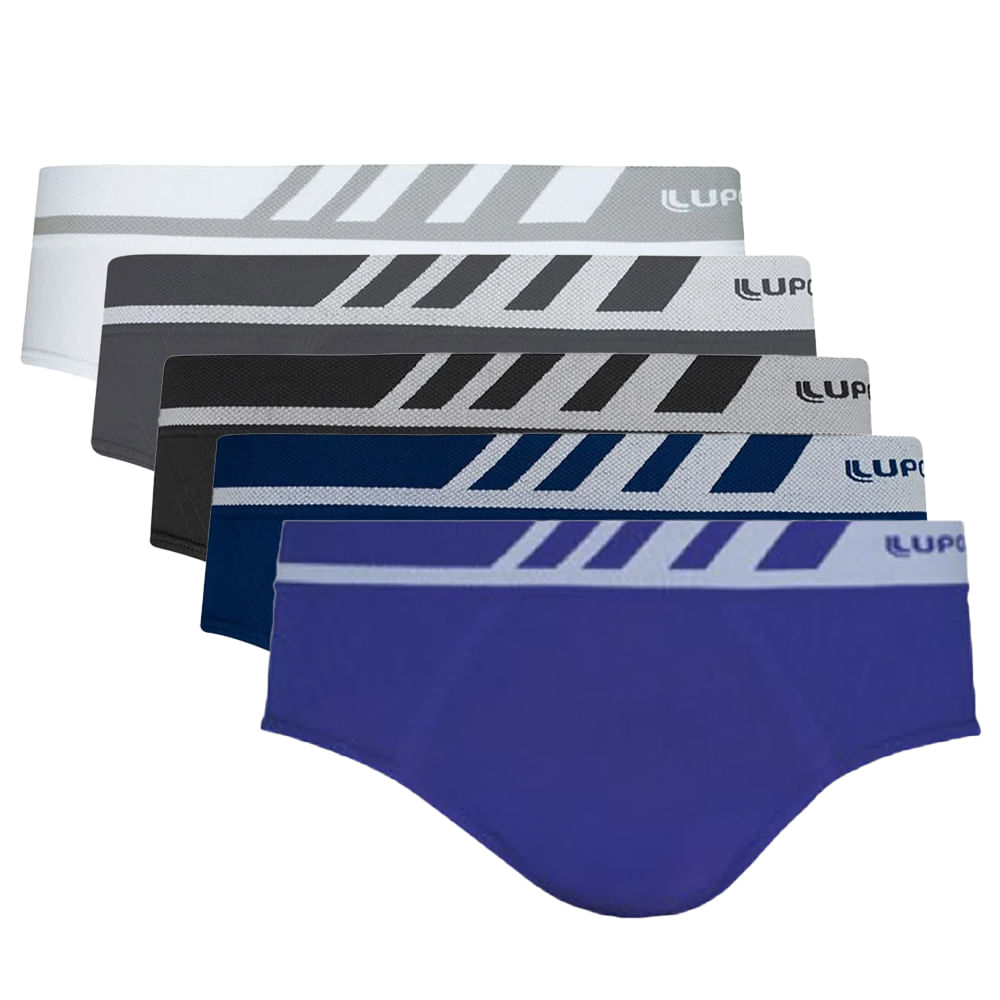 Cueca Slip Azul Náutico em Microfibra Sem Costura Lupo