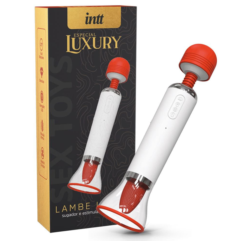 Luxury lambe lambe sugador e estimulador de clitóris com 12 modos de vibração e sucção intt